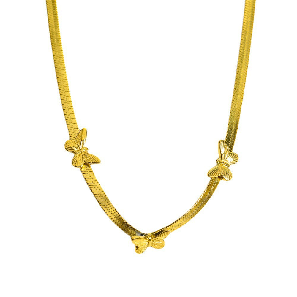 Collar de suéter de acero inoxidable de mariposa tridimensional al por mayor